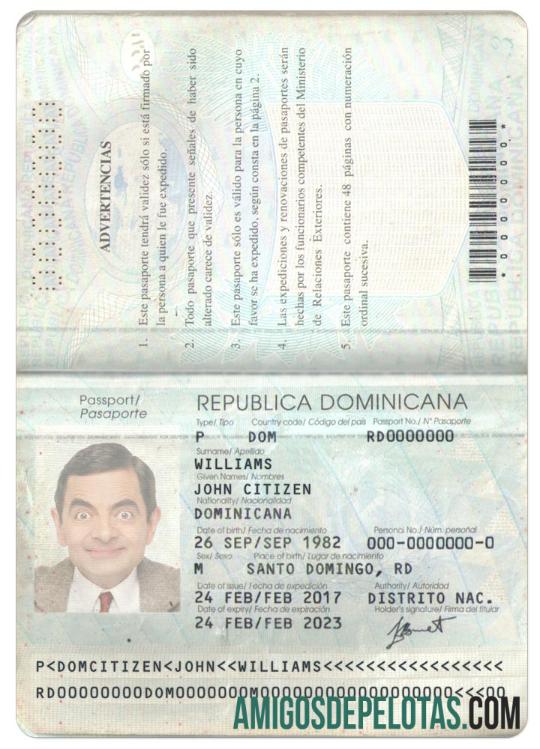 Passaporte da República Dominicana baixar para verificação